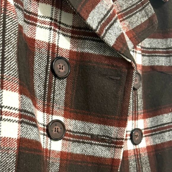 Decree Women’s Small or Junior’s Large Brown Rust Double Breasted Plaid Jacket - Picture 4 of 5